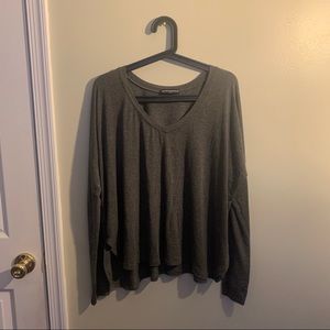 Brandy Melville Flowy Grey V Neck Long Sleeve